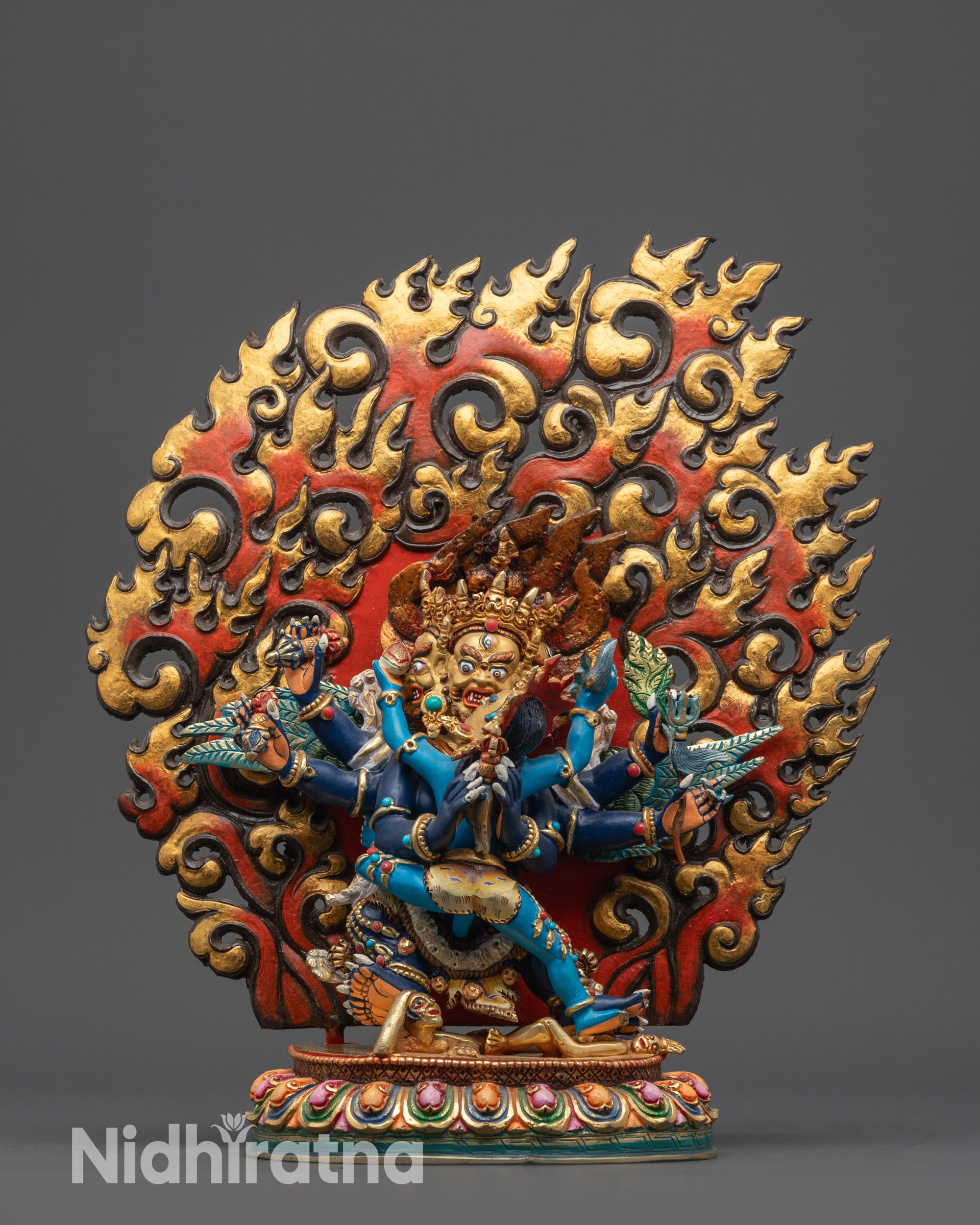 Hand-Carved Buddhist Vajrakilaya Statue | Tibetan Dorje Phurba
