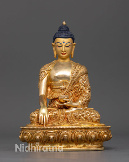 Embrace Serenity: 24K Gold Gilded Buddha Shakyamuni Statue