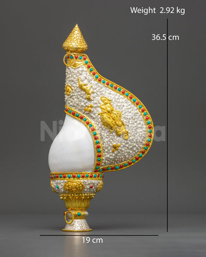 Decorative Ritual Conch Shell - Sacred Dharma Sound Symbol