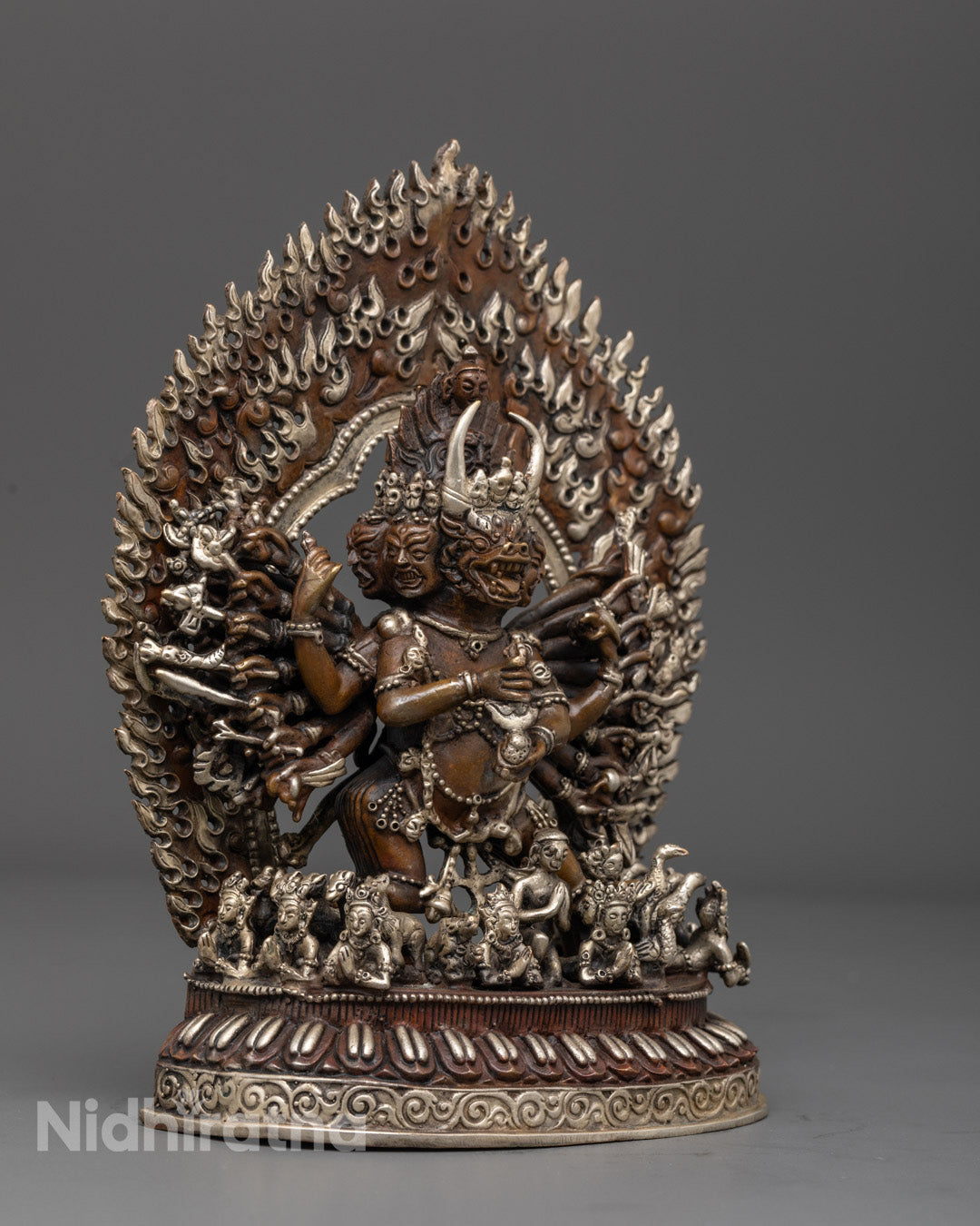 Fierce Yamantaka Statue Featuring Detailed Acrylic and Poster Color Artwork – Tibetan Protector Deity