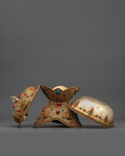 Fine handcrafted detail of Kapala Set made by skilled Himalayan artisans