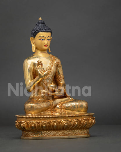 Five Dhyani Buddha Statue Set – 24K Gold Fire-gilded Buddhist Figurine