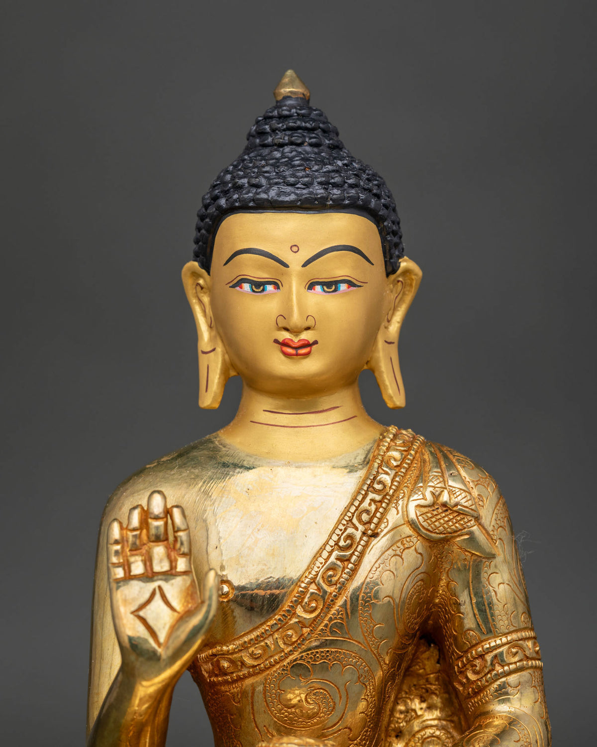 Five Dhyani Buddha Statue Set – 24K Gold Fire-gilded Buddhist Figurine
