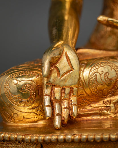 Five Dhyani Buddha Statue Set – 24K Gold Fire-gilded Buddhist Figurine