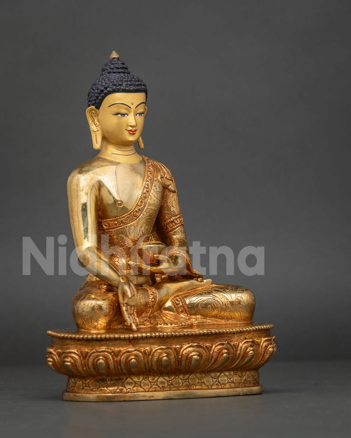 Five Dhyani Buddha Statue Set – 24K Gold Fire-gilded Buddhist Figurine