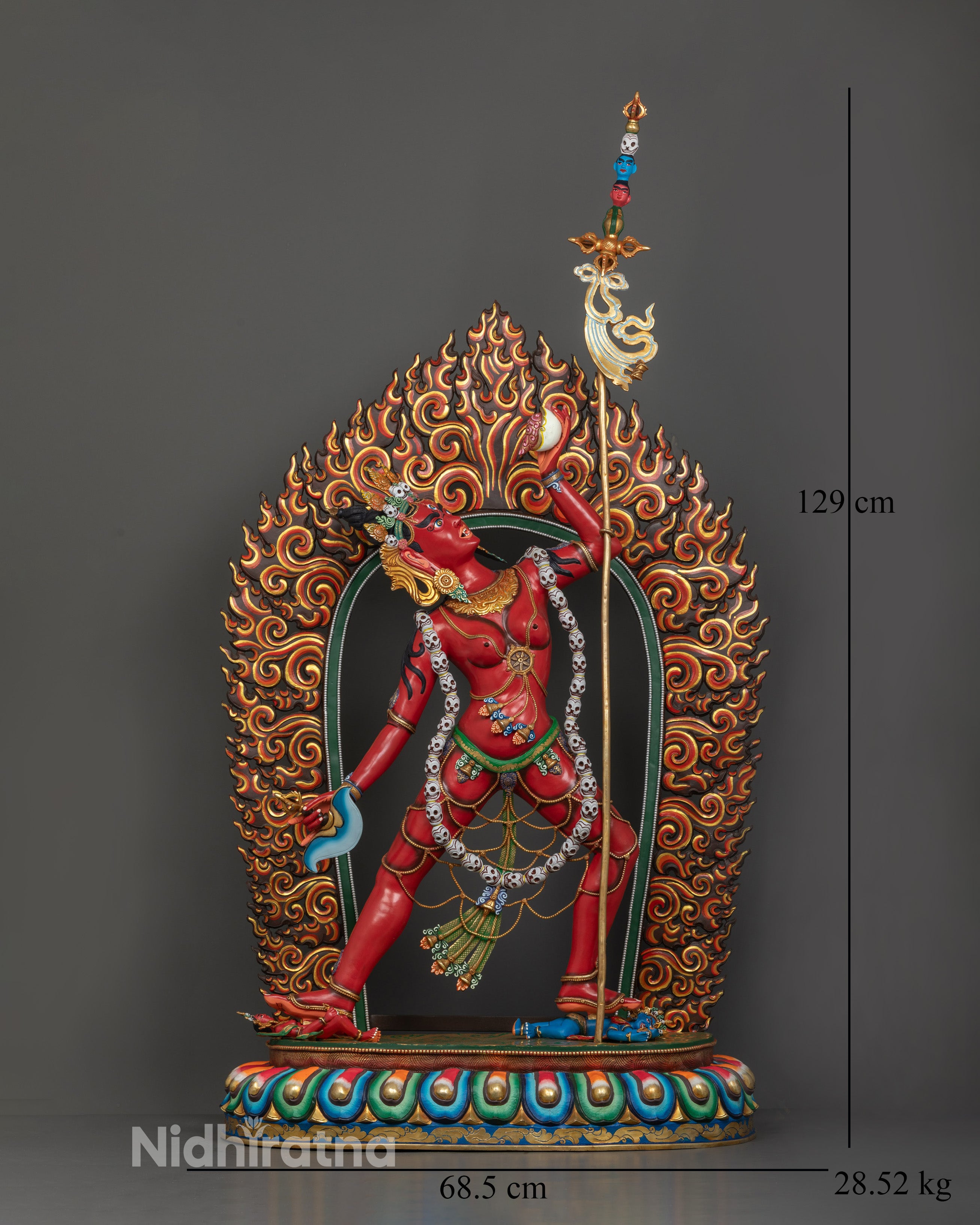 Front-view of Handcrafted Vajrayogini Statue in Red Acrylic | Tantric Buddhist Deity