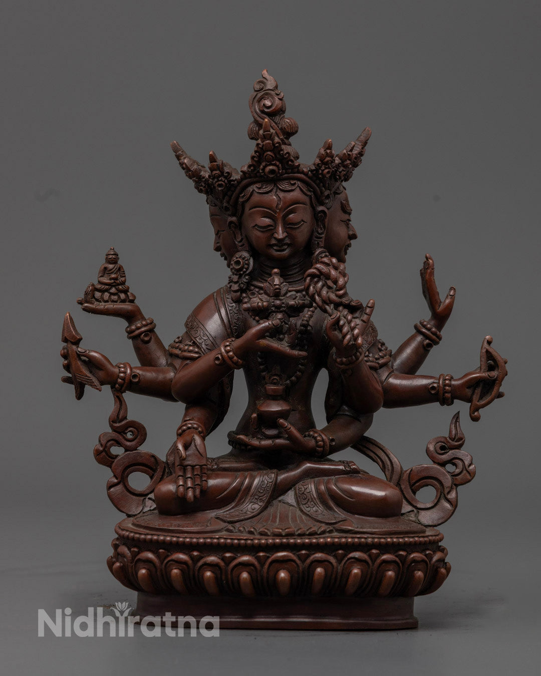 Handcrafted Namgyalma Statue in Oxidized Copper – Symbol of Longevity and Spiritual Purification