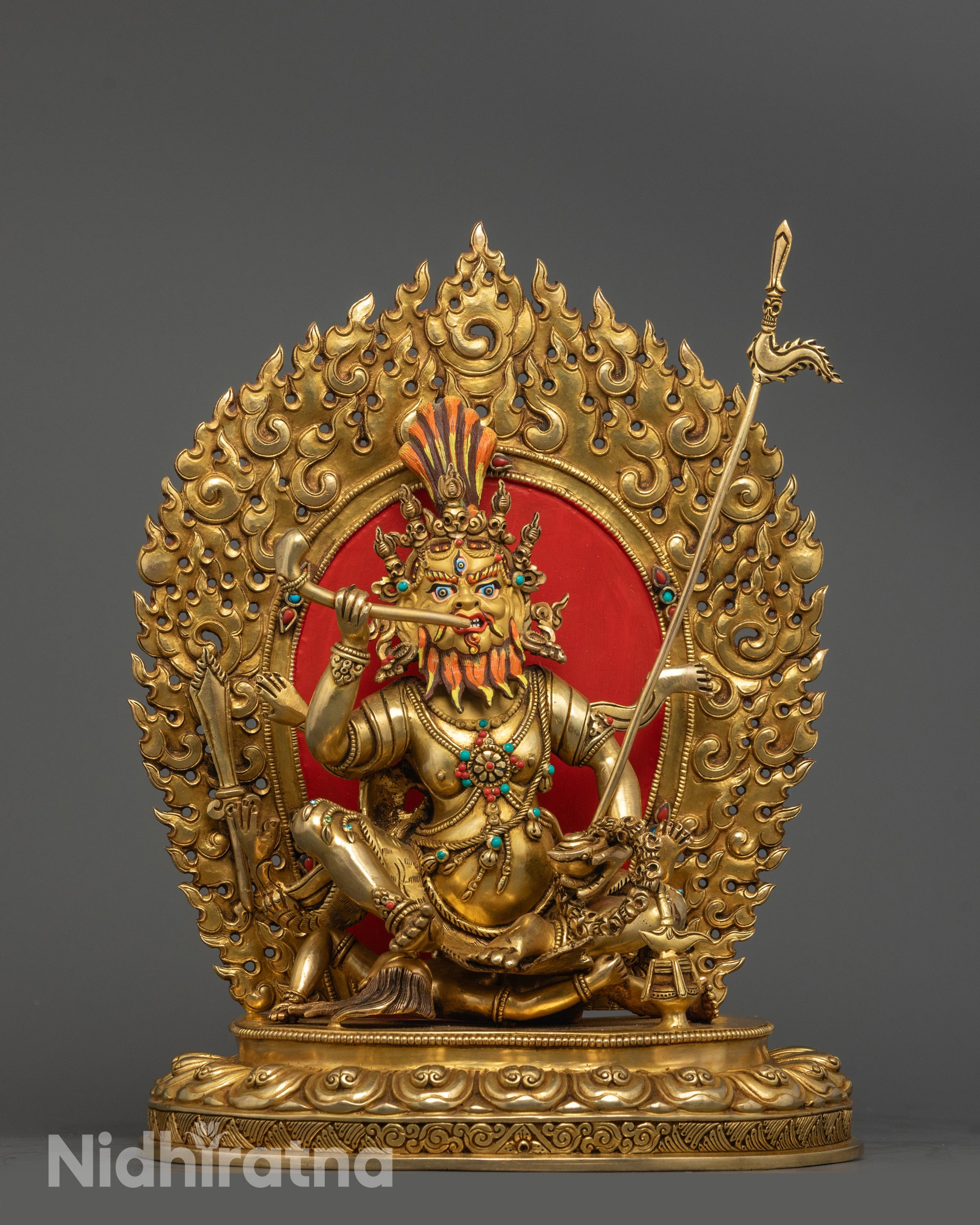 Front View of Handcrafted Brahmanrupa Mahakala Statue
