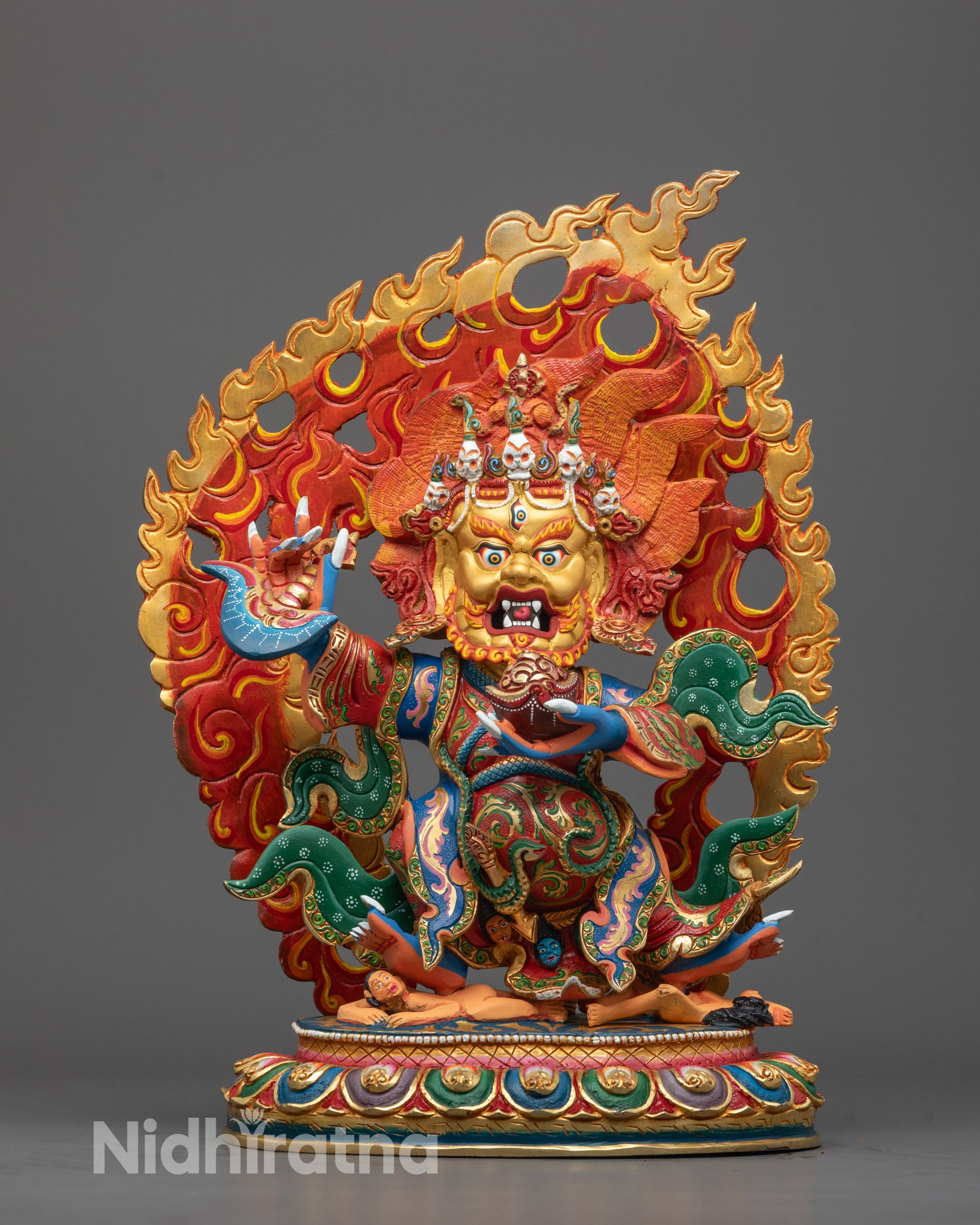Front View of Mahakala Bernagchen Statue Handcrafted in Nepal