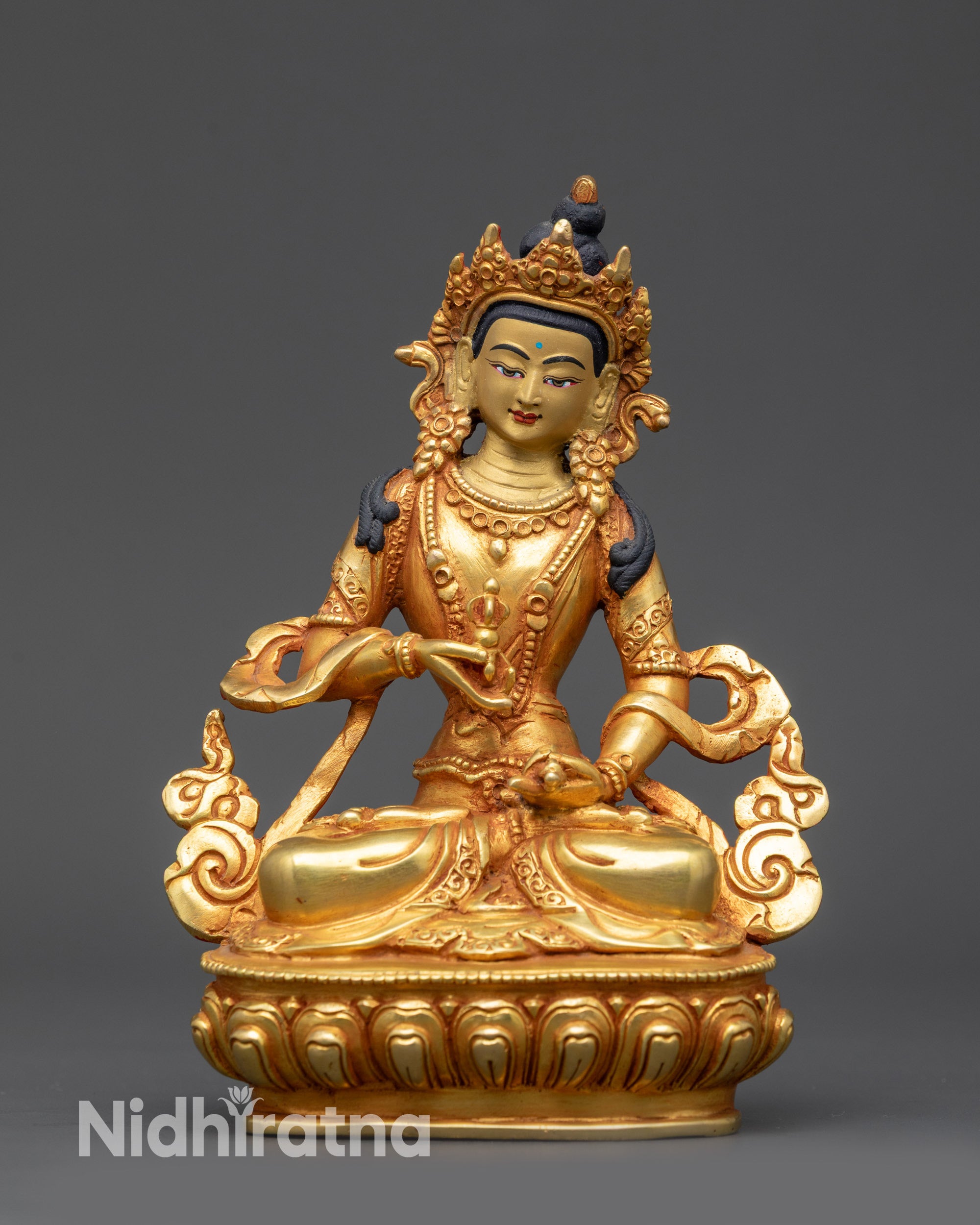 Front view Dorje Sempa Statue showing lotus posture and Vajrasattva iconography
