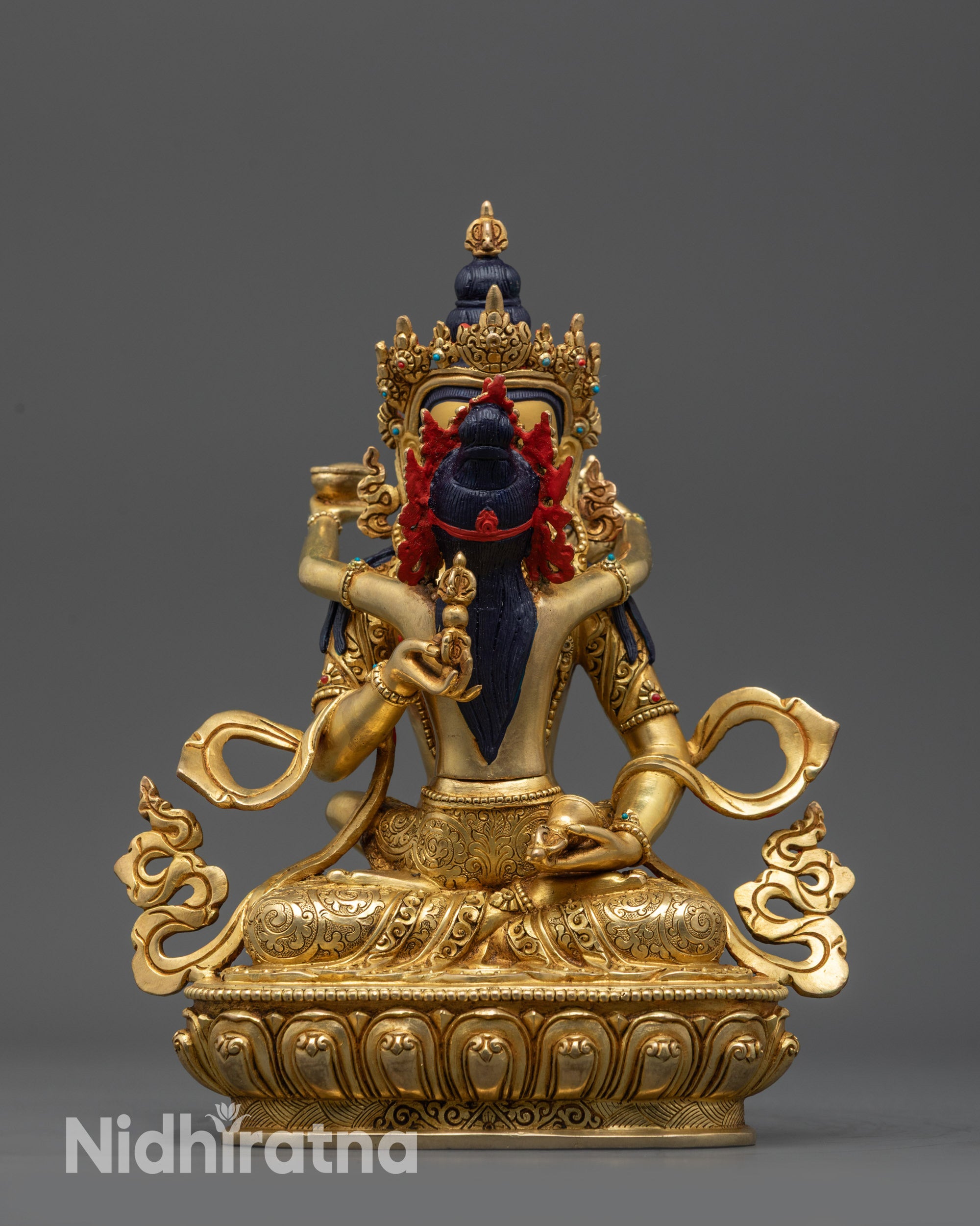 Front view Handmade Dorje Sempa Statue gold-fire gilded Buddhist altar artwork