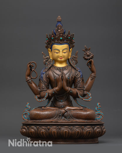 Handcrafted Tibetan Avalokiteshvara statue
