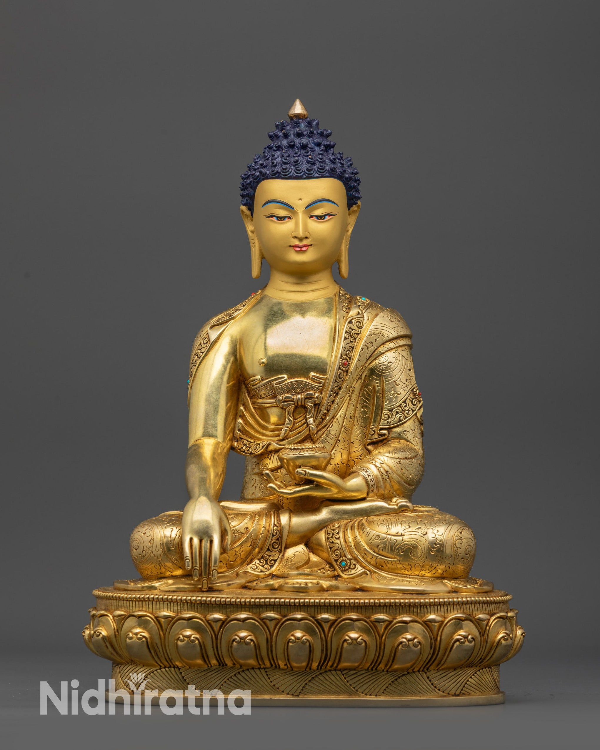 Front view Samana Gotama Statue handcrafted Nepalese meditation sculpture