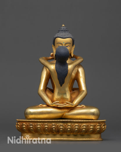 Front view Samantabhadra Yab Yum Statue Nepalese handcrafted Buddhist altar sculpture
