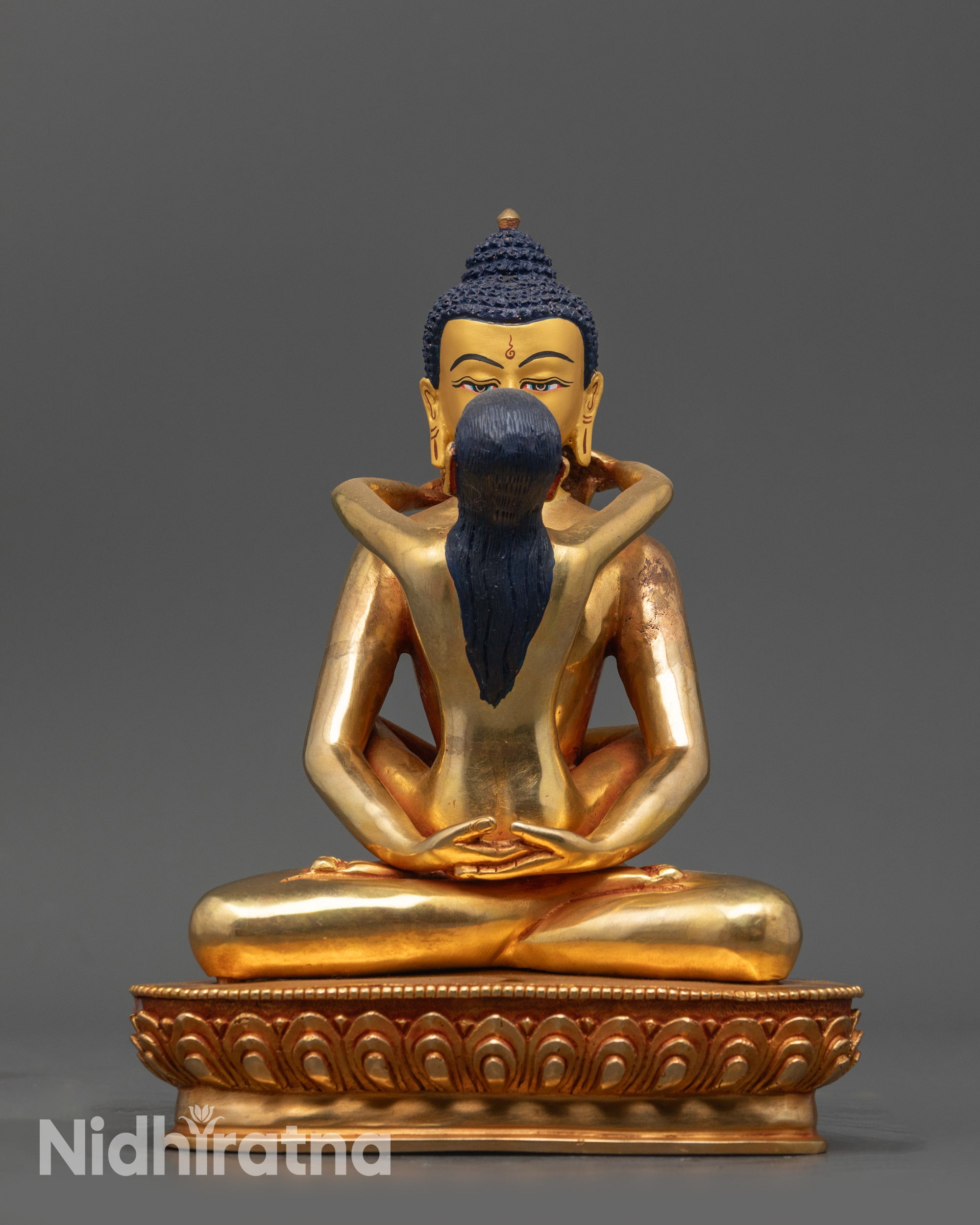 Front view Samantabhadra with consort gold-fire gilded Nepalese handmade statue
