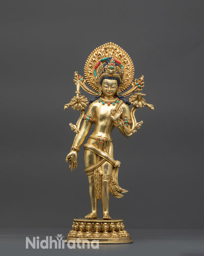 Front view Sarvanivarana Vishkambhin from Eight Bodhisattvas set in standing pose