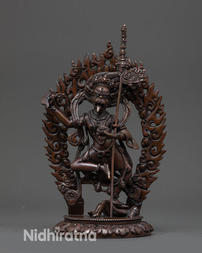 9” lion-faced oxidized copper Buddha