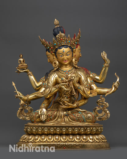 Front view Ushnisha Vijaya Namgyalma statue for Tibetan Buddhist home altar decor
