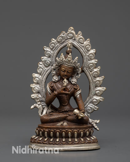 Front view Vajrasattva statue machine-made copper with silver plating and halo