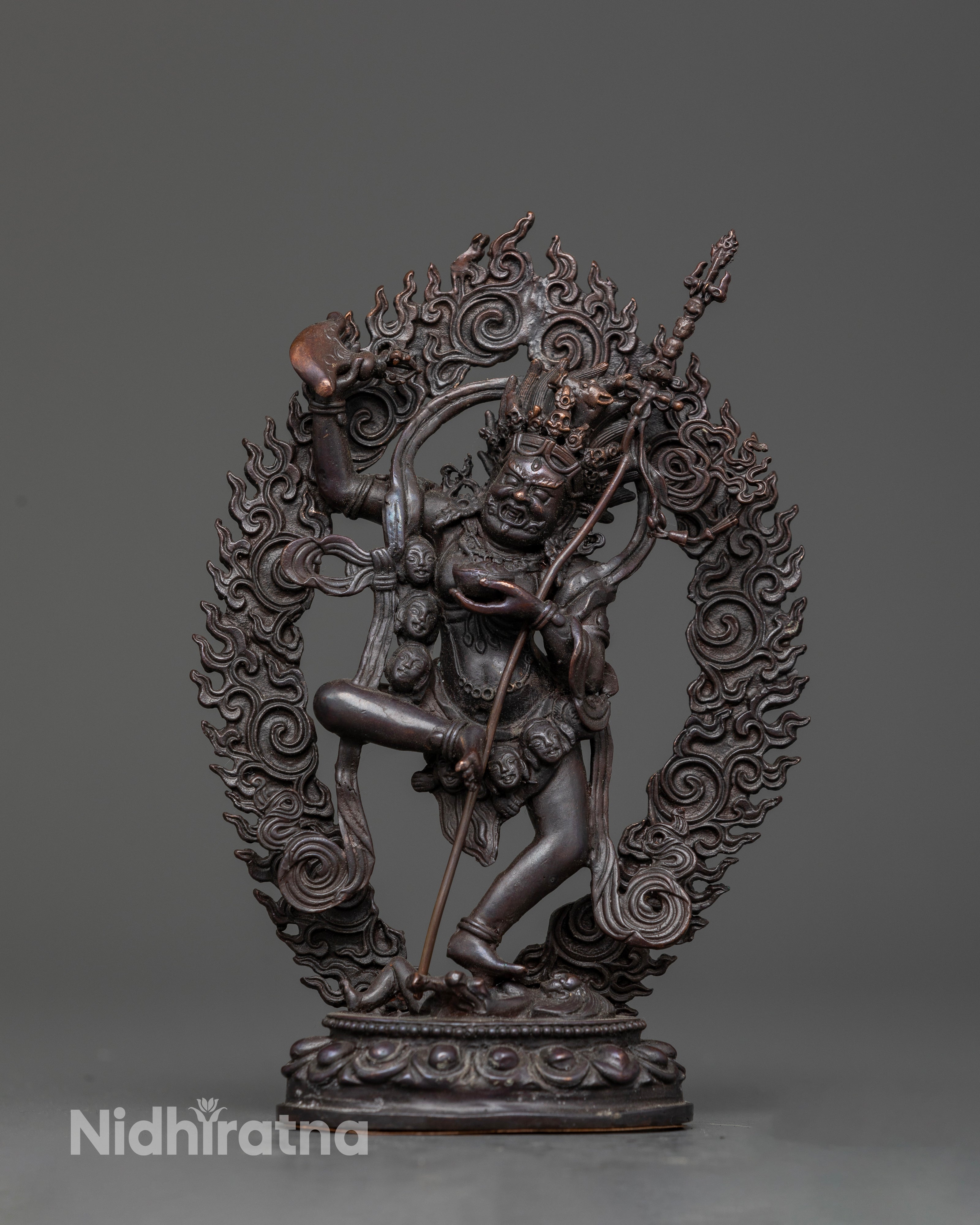 Front view of Dorje Phagmo statue showing fierce wrathful feminine protector