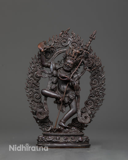 Front view of Dorje Phagmo statue showing fierce wrathful feminine protector