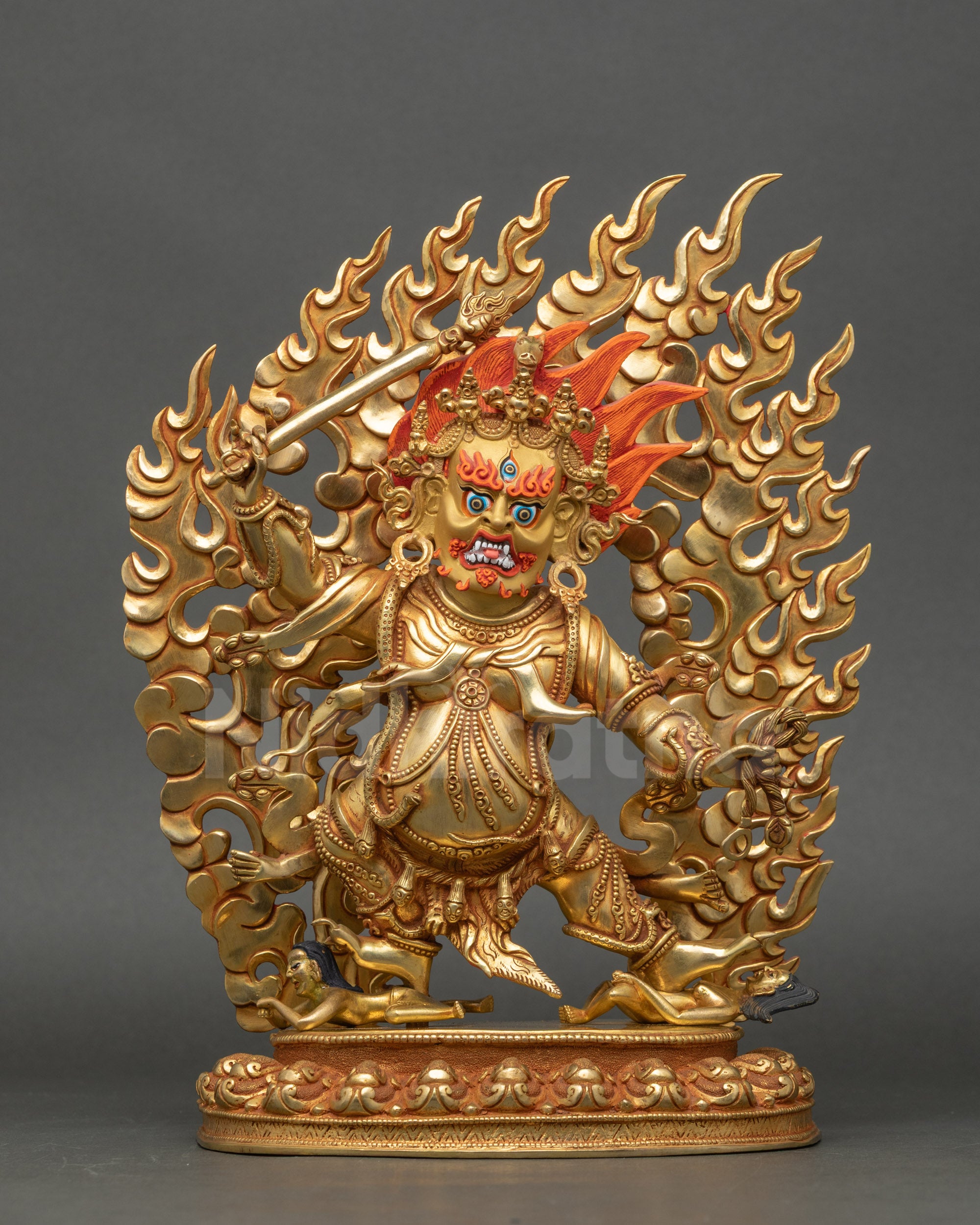 Front view of Hayagriva Statue crafted in copper with gold fire-gilding