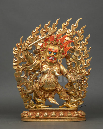 Front view of Hayagriva Statue crafted in copper with gold fire-gilding