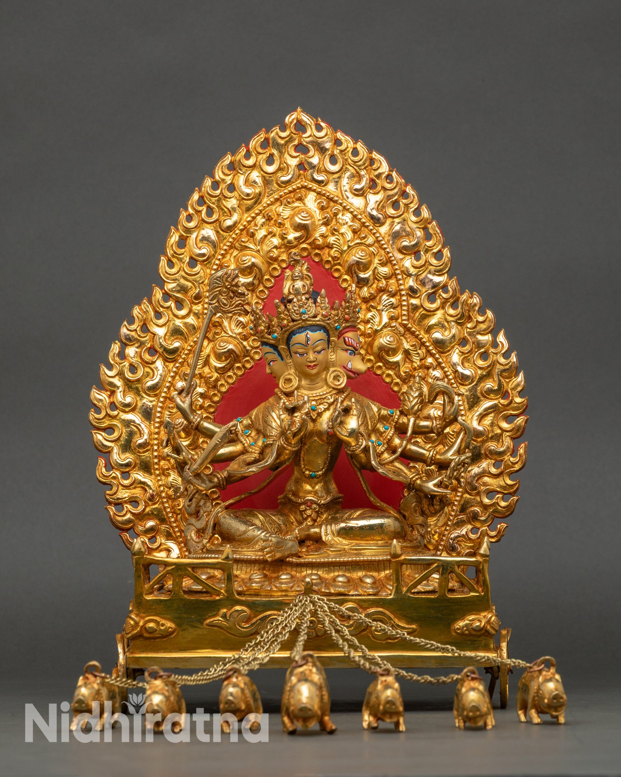 Golden Marichi Statue | Buddhist Goddess of Dawn Sculpture – Nidhiratna