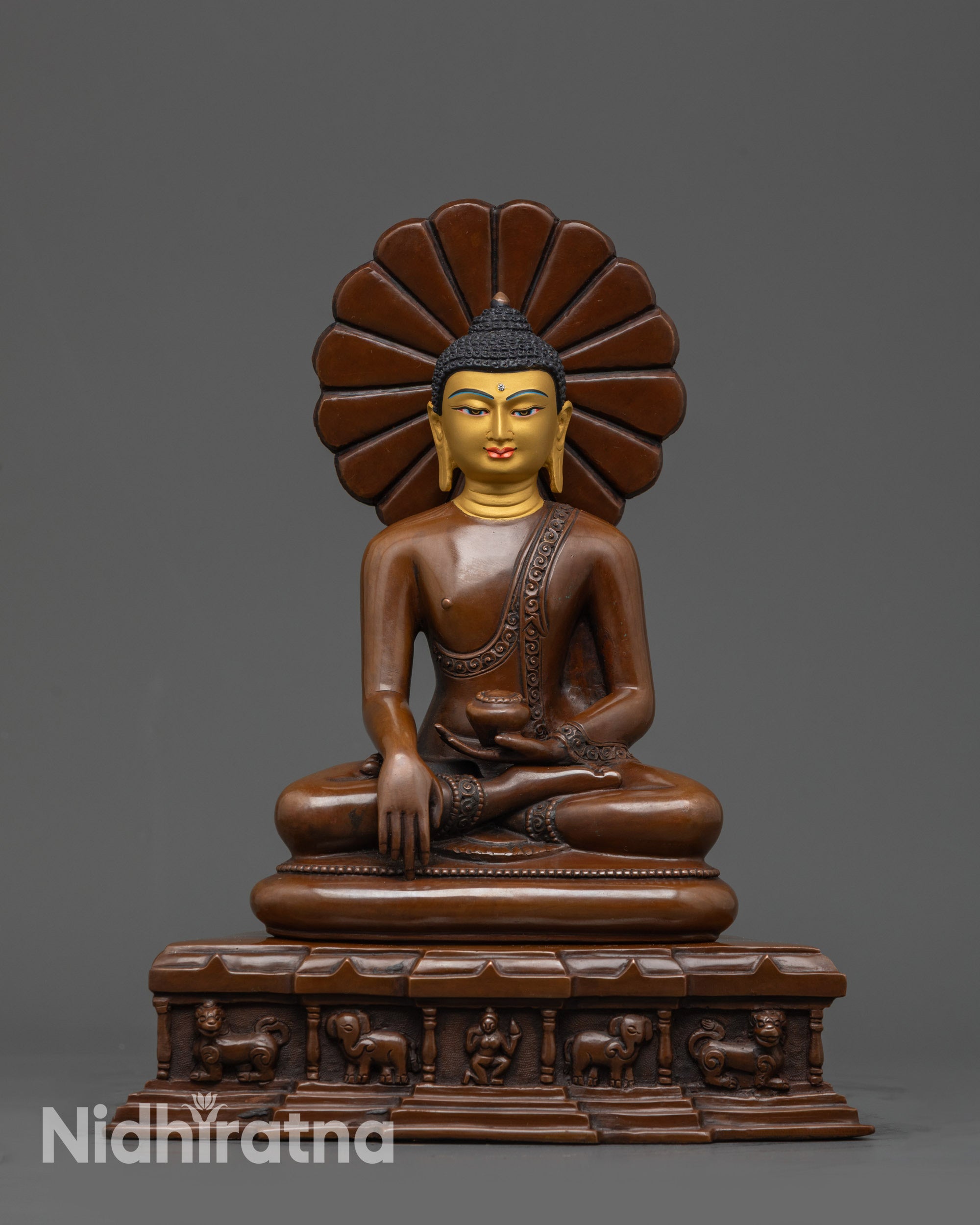 Oxidized Copper Shakyamuni Buddha Statue | Tibetan Buddhist
