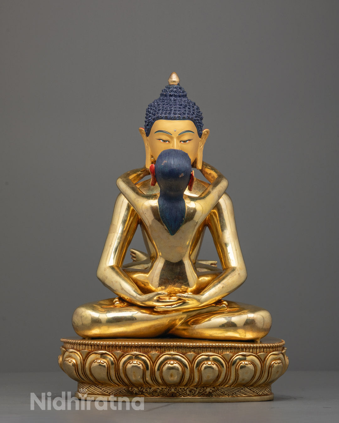 Front view of Sacred Samantabhadra Consort Statue with gold-gilded face
