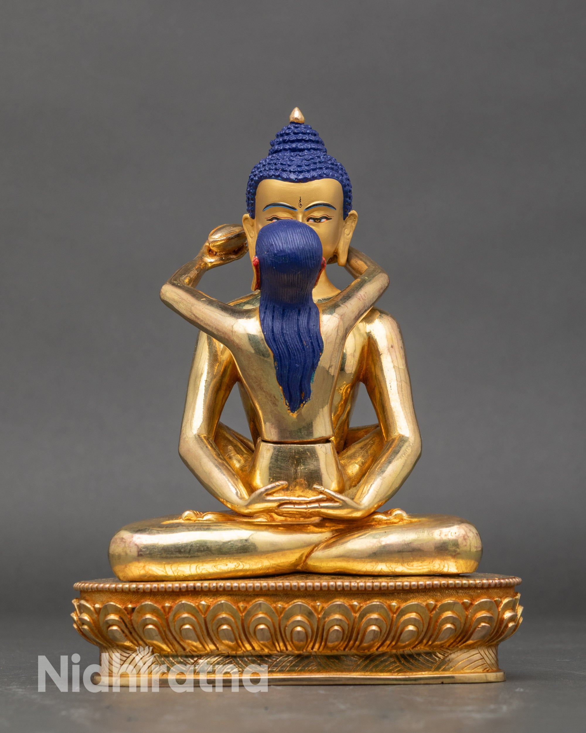 Front view of Samantabhadra Yab-Yum Statue, gold fire-gilded copper Buddhist art