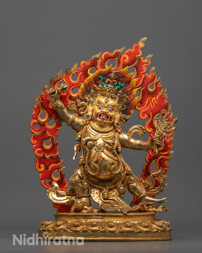 Full View of Guru Dragpo Statue Standing on Subdued Human Deity