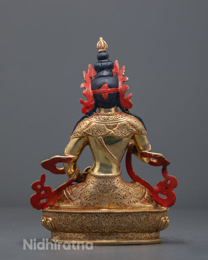 Traditional Lost Wax Cast Vajrasattva Statue on Lotus Base – Spiritual Home Decor