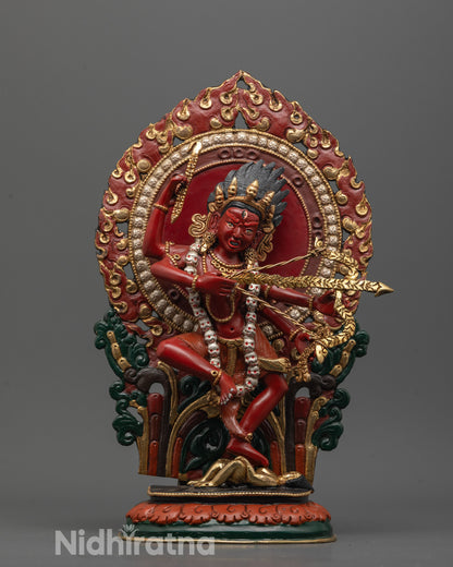 Full image of Hand-Carved Kurukulla Statue with Gold-Plated Bow and Arrow