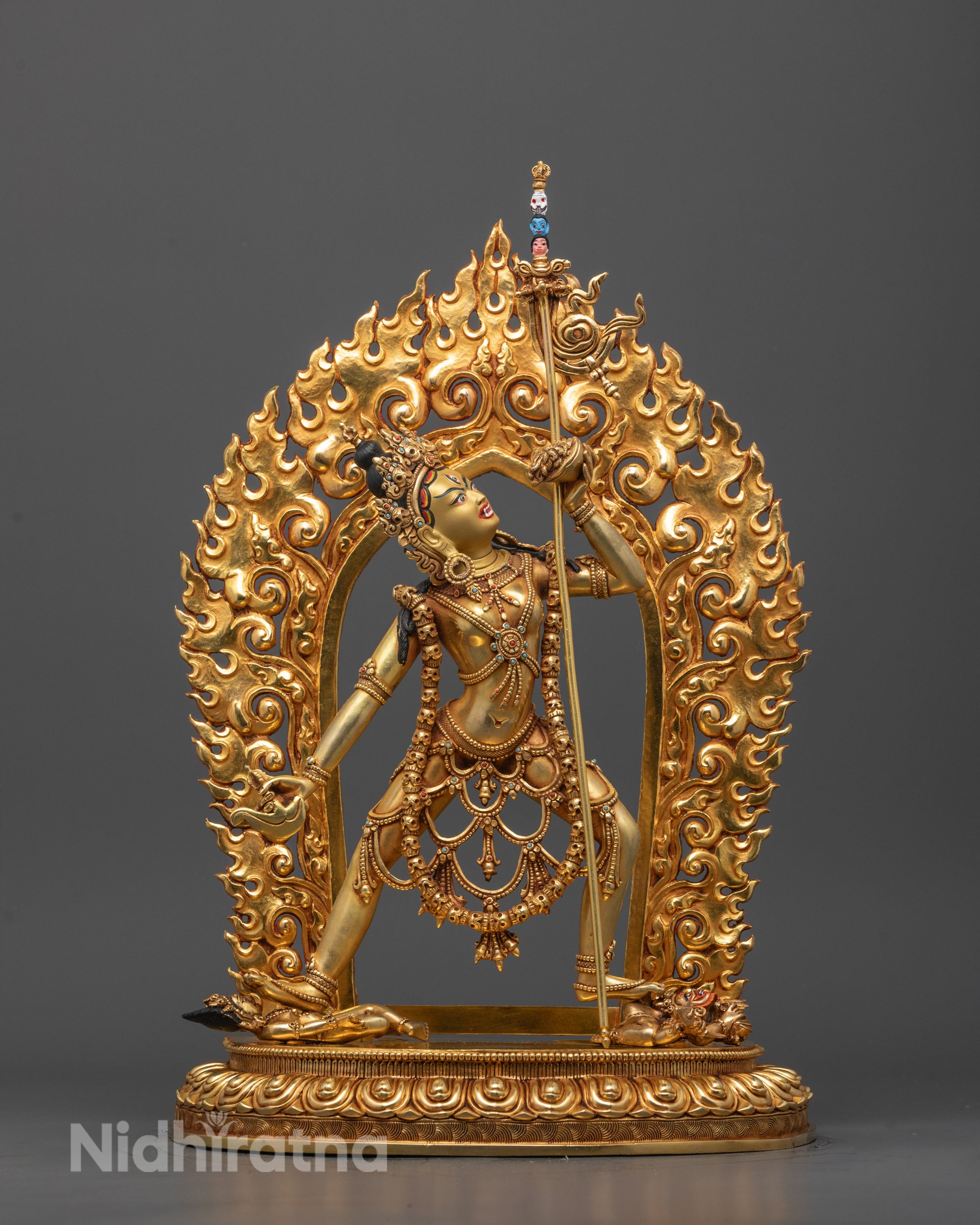 Full image of Hand-carved 24k gold gilded Vajrayogini statue from Nepal
