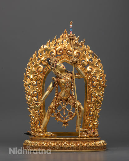 Full image of Hand-carved 24k gold gilded Vajrayogini statue from Nepal
