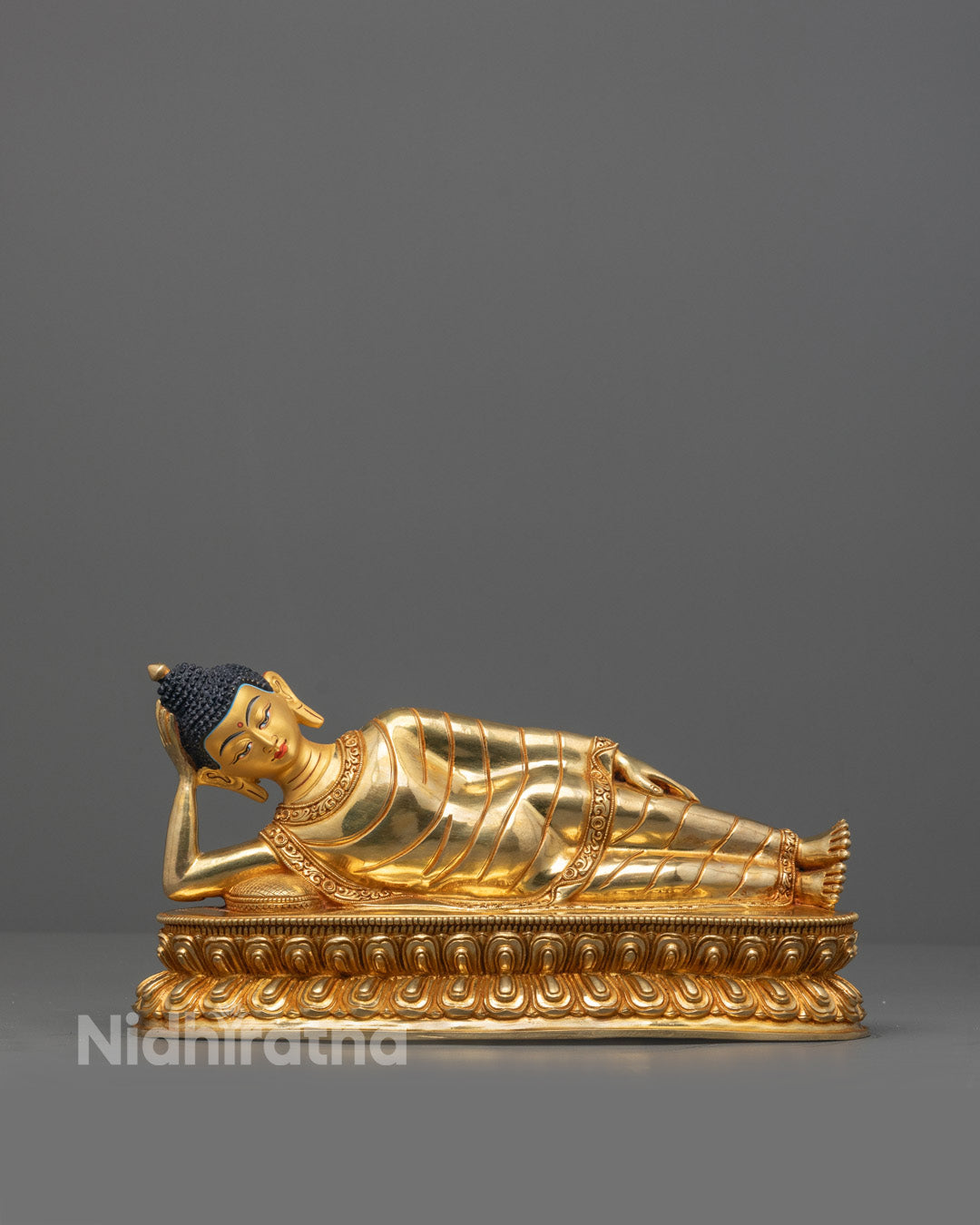 Full image of Hand-carved Nirvana Buddha Statue in Reclining Posture