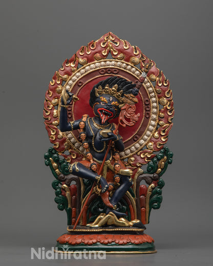 Full image of Hand-carved Simha Mukha Statue from Nepal with vibrant premium colors
