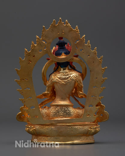 Full image of the Vajradhara Statue seated on a lotus throne