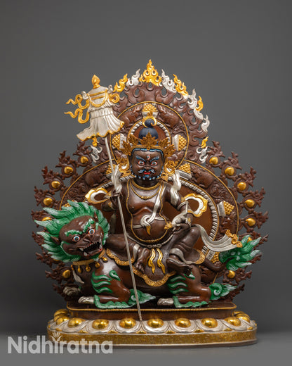 Front view Tibetan Namtoshe statue Vaishravana Guardian King of Wealth