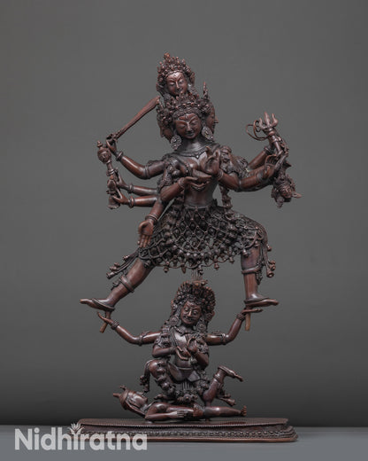 Oxidized Siddhi Lakshmi statue handmade in Nepal, goddess of miraculous power and protection
