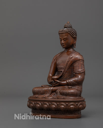 Full view of Amitabha Buddha statue in meditation posture on lotus pedestal