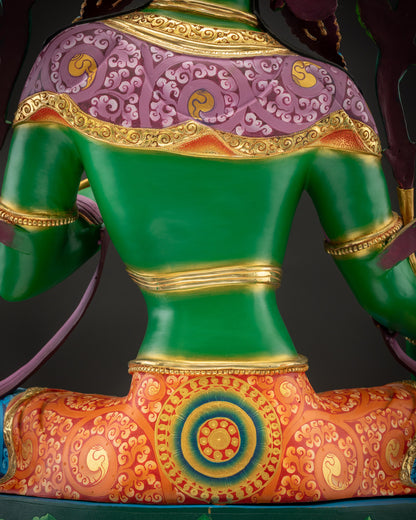 Blessed Green Tara Seated in Throne | Traditional handicraft Nepalese Statue