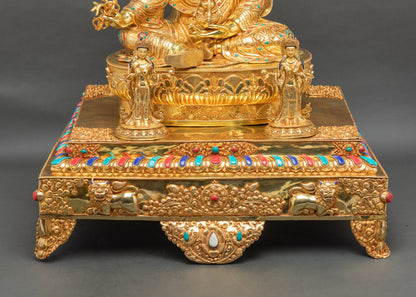Guru Padmasambhava Statue with Ornate Throne | Buddhist Art & Decor