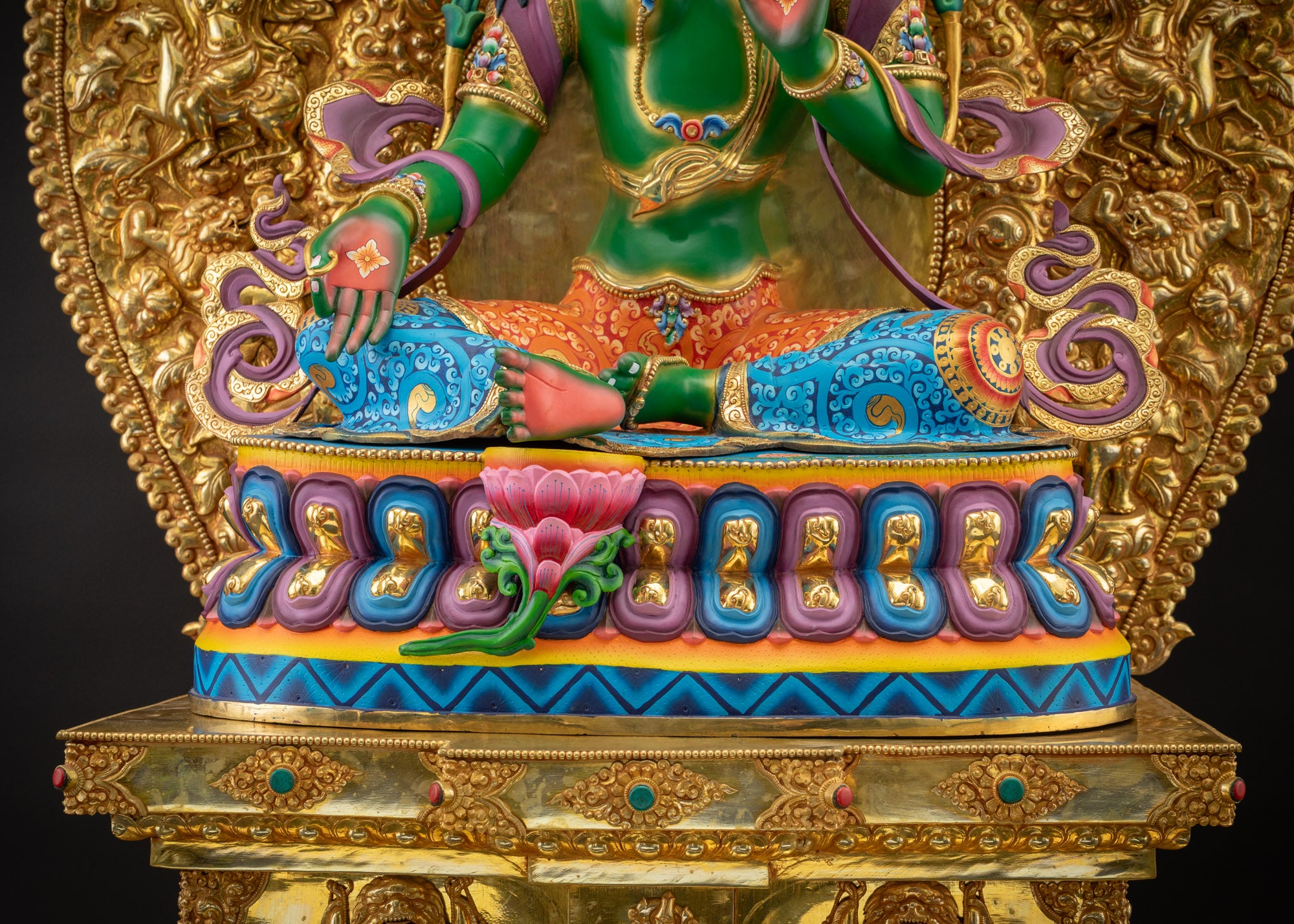 Blessed Green Tara Seated in Throne | Traditional handicraft Nepalese Statue