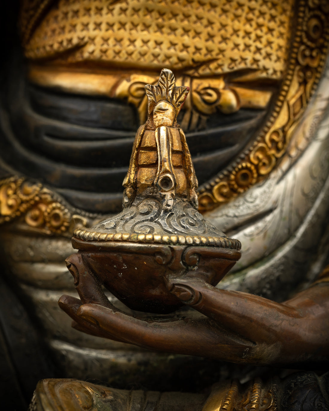 The Enlightened Master: Guru Padmasambhava Sculpted in Precious Metals