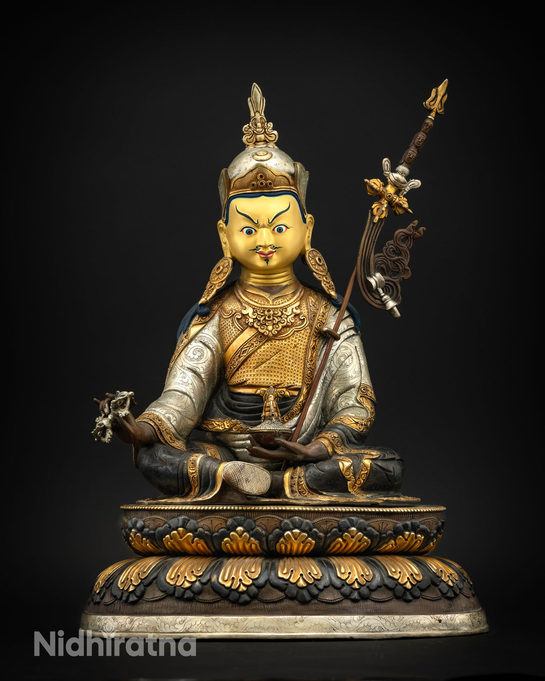 The Enlightened Master: Guru Padmasambhava Sculpted in Precious Metals