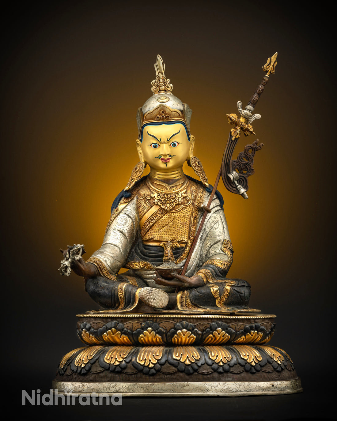 The Enlightened Master: Guru Padmasambhava Sculpted in Precious Metals