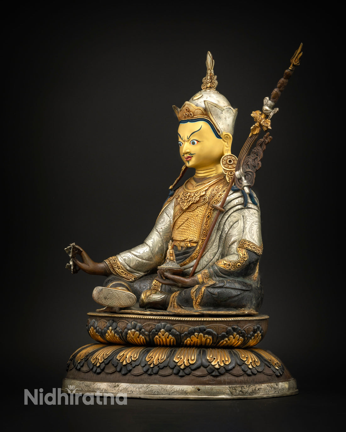 The Enlightened Master: Guru Padmasambhava Sculpted in Precious Metals