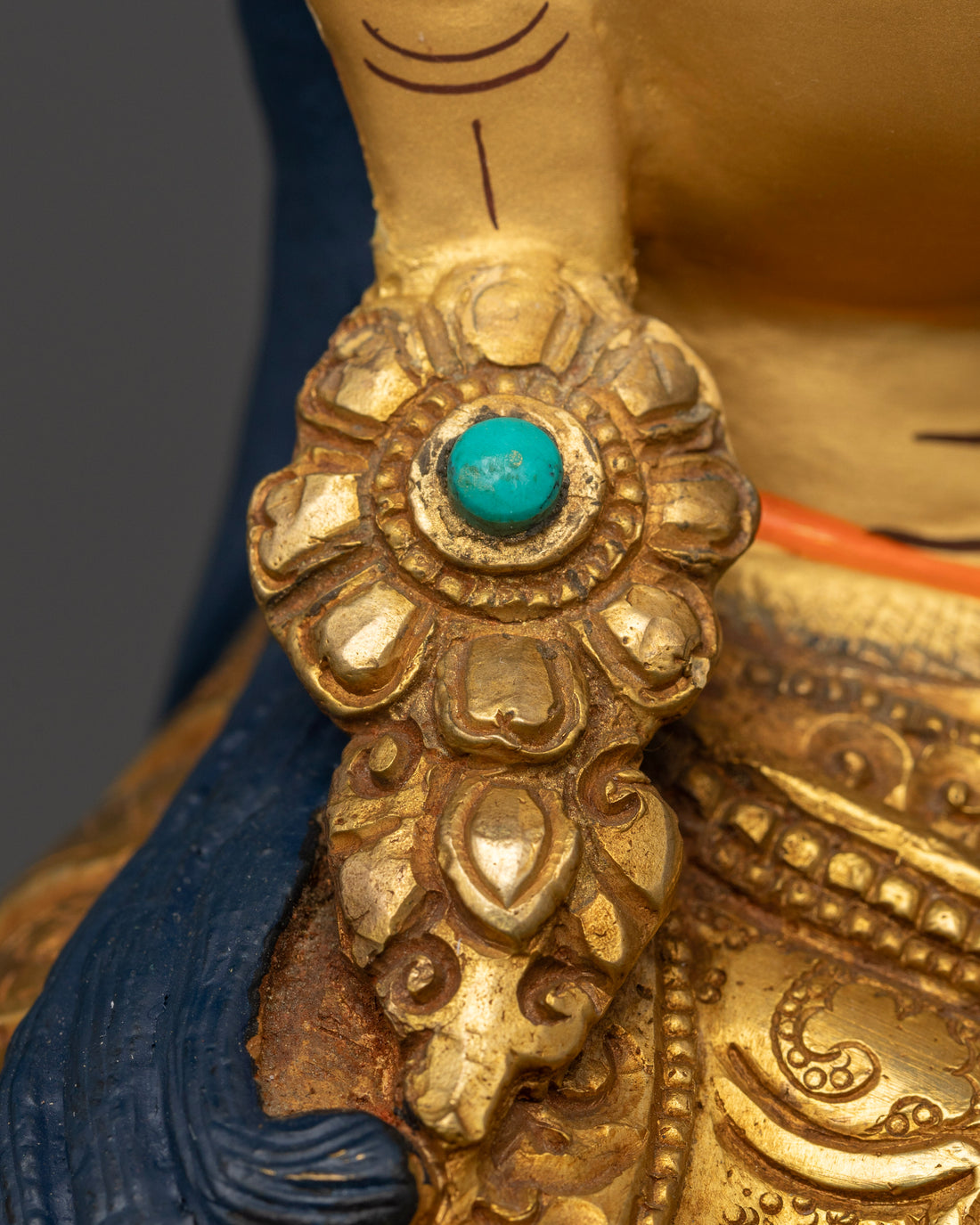 Guru Padmasambhava Sculpture Seated on Lotus Throne